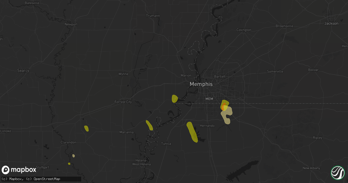 Hail map in Proctor, AR on June 1, 2026