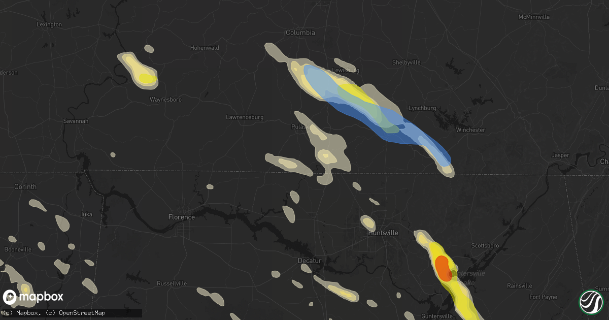 Hail map in Prospect, TN on June 1, 2026