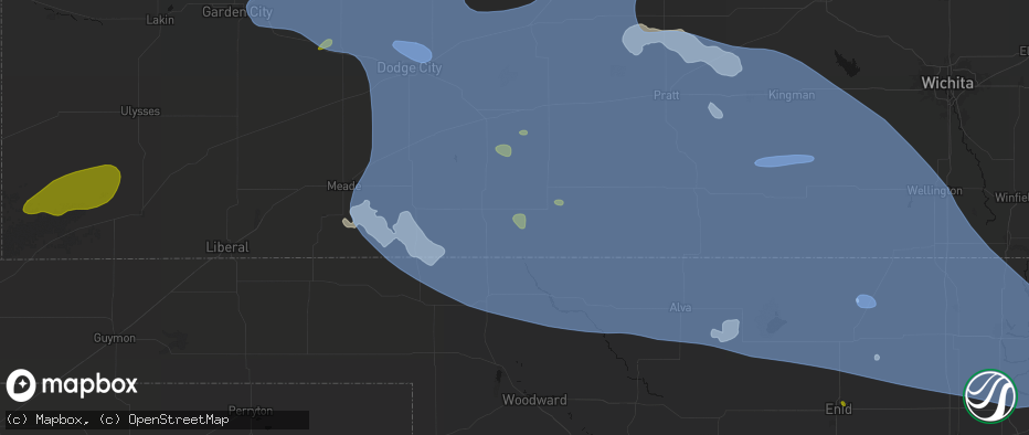 Hail map in Protection, KS on June 1, 2026