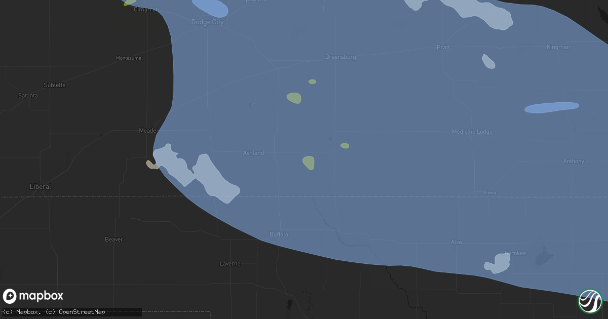 Hail map in Protection, KS on June 1, 2026