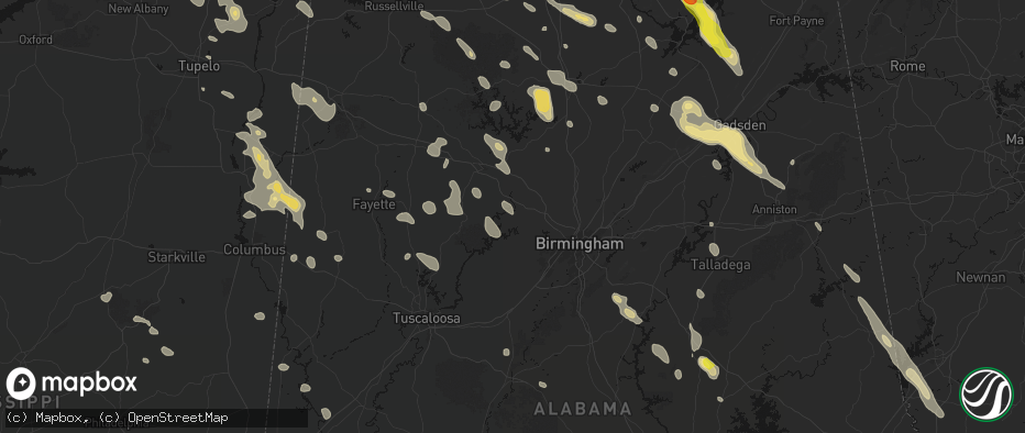Hail map in Quinton, AL on June 1, 2026