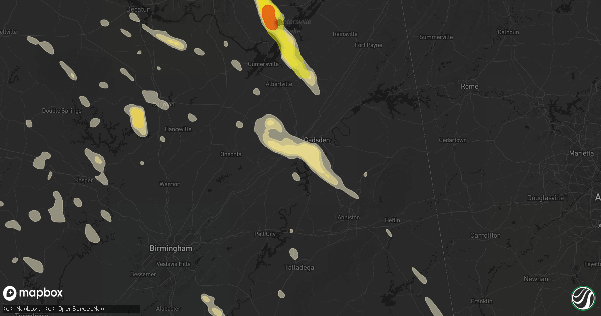 Hail map in Rainbow City, AL on June 1, 2026