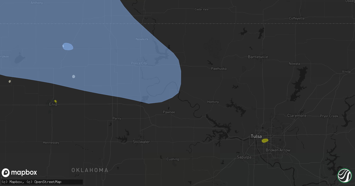 Hail map in Ralston, OK on June 1, 2026