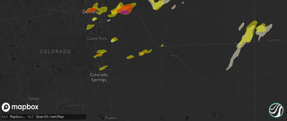 Hail map in Ramah, CO on June 1, 2026
