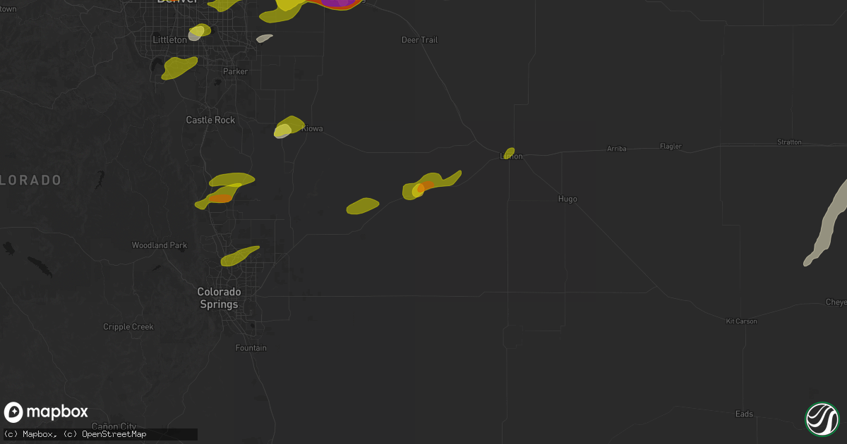 Hail map in Ramah, CO on June 1, 2026