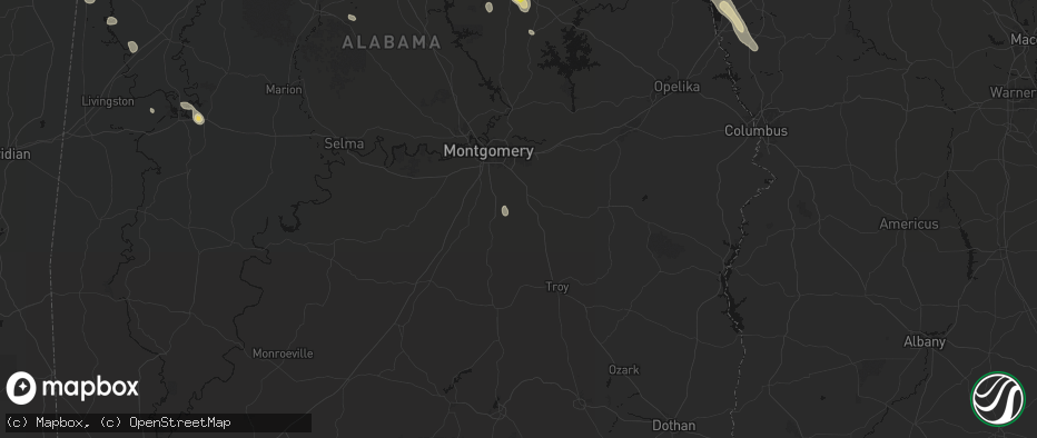 Hail map in Ramer, AL on June 1, 2026