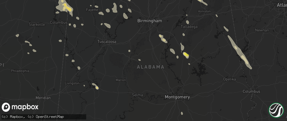 Hail map in Randolph, AL on June 1, 2026