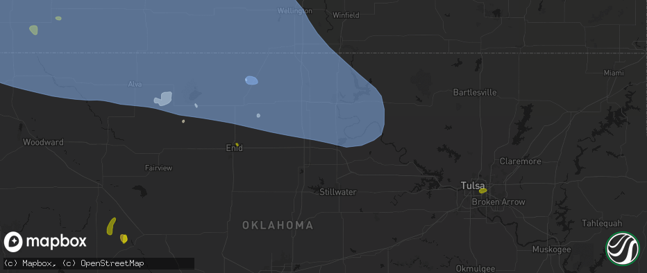 Hail map in Red Rock, OK on June 1, 2026