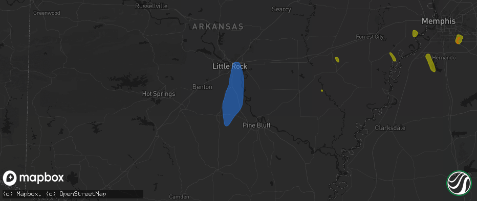 Hail map in Redfield, AR on June 1, 2026