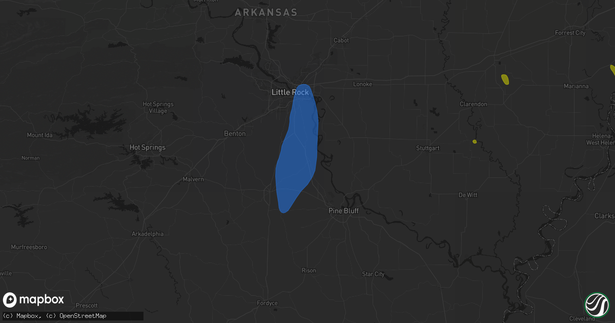 Hail map in Redfield, AR on June 1, 2026