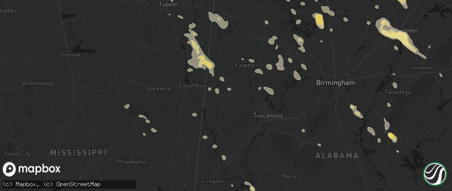 Hail map in Reform, AL on June 1, 2026