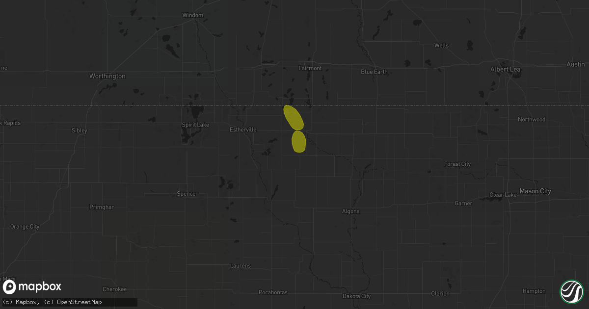 Hail map in Ringsted, IA on June 1, 2026