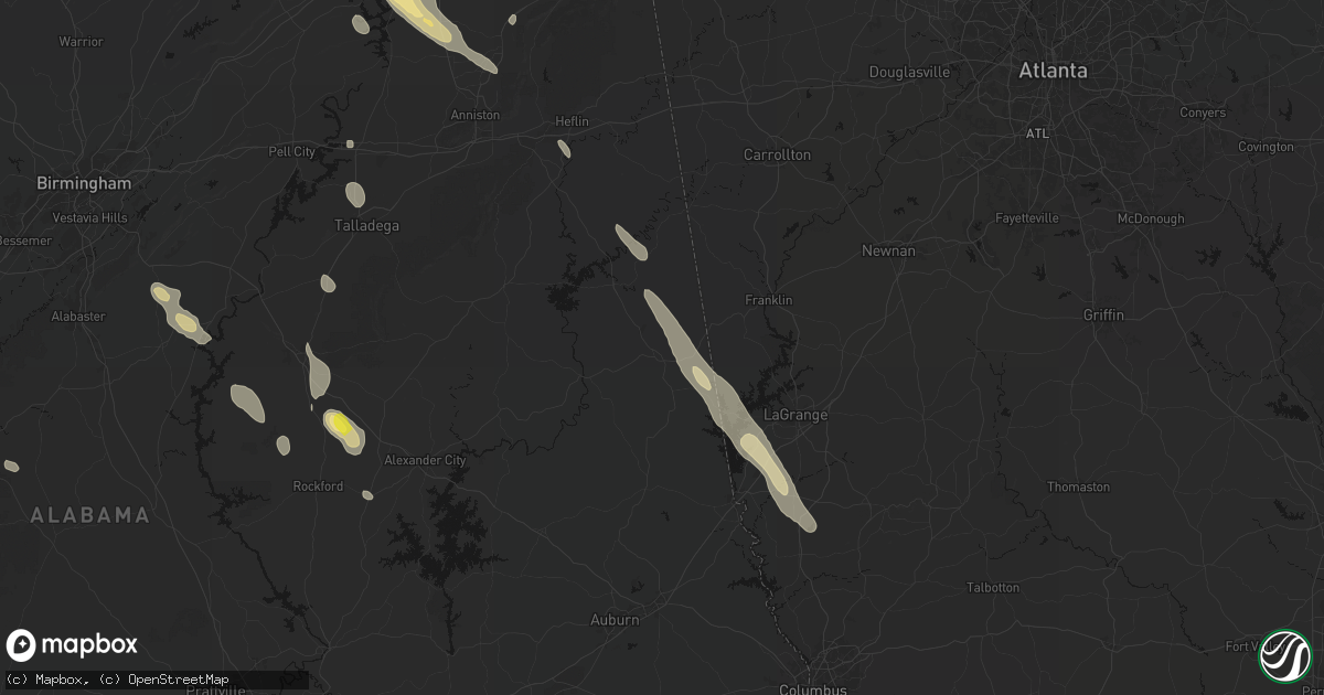 Hail map in Roanoke, AL on June 1, 2026