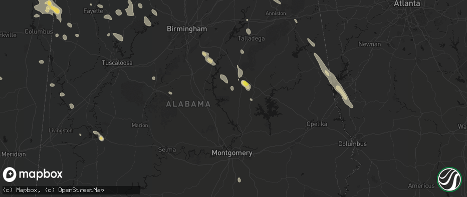 Hail map in Rockford, AL on June 1, 2026
