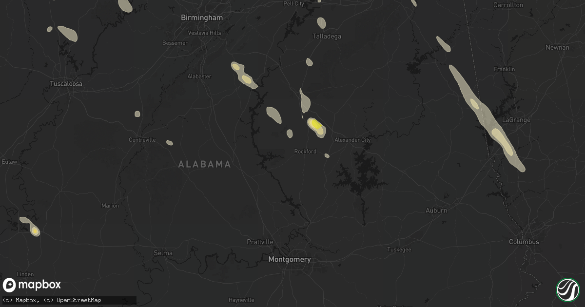 Hail map in Rockford, AL on June 1, 2026
