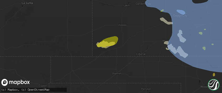 Hail map in Rolla, KS on June 1, 2026