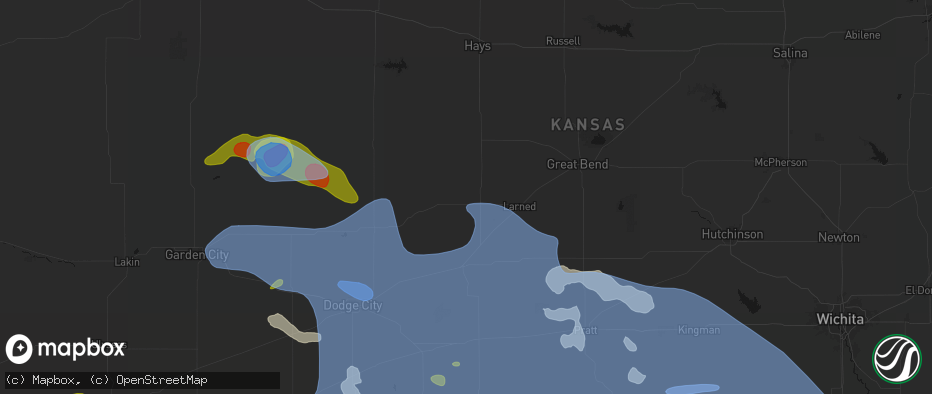 Hail map in Rozel, KS on June 1, 2026