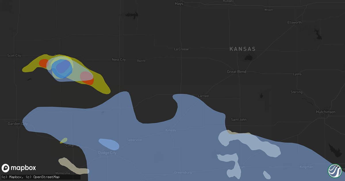Hail map in Rozel, KS on June 1, 2026