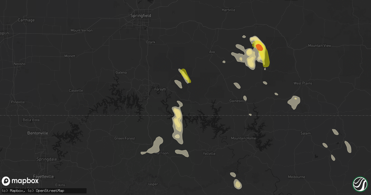 Hail map in Rueter, MO on June 1, 2026