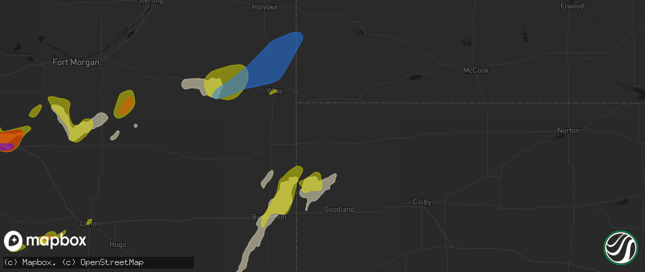 Hail map in Saint Francis, KS on June 1, 2026