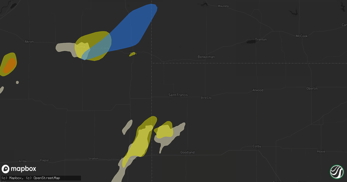 Hail map in Saint Francis, KS on June 1, 2026