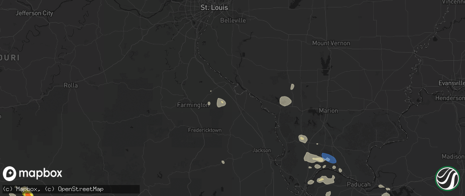 Hail map in Saint Mary, MO on June 1, 2026