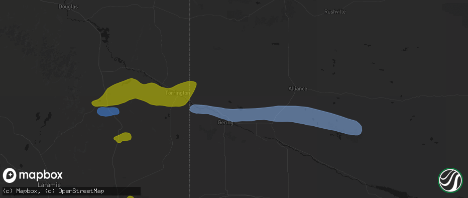 Hail map in Scottsbluff, NE on June 1, 2026