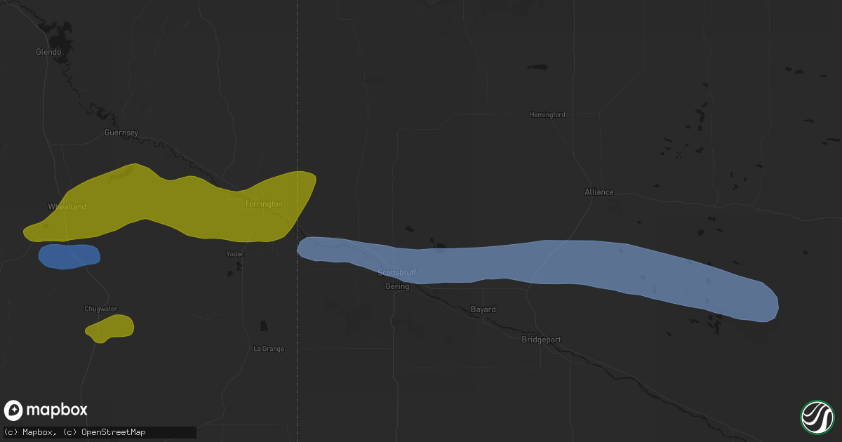 Hail map in Scottsbluff, NE on June 1, 2026