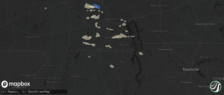 Hail map in Sedalia, KY on June 1, 2026