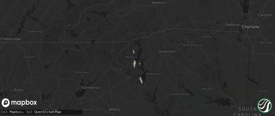 Hail map in Seneca, SC on June 1, 2026