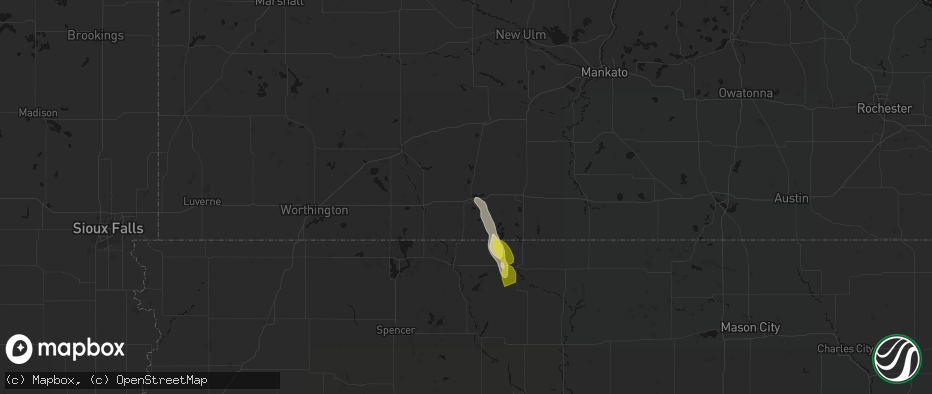 Hail map in Sherburn, MN on June 1, 2026