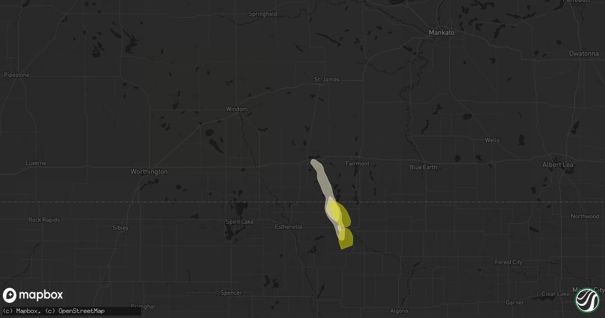 Hail map in Sherburn, MN on June 1, 2026