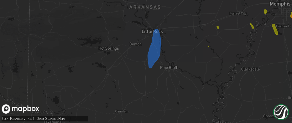 Hail map in Sheridan, AR on June 1, 2026