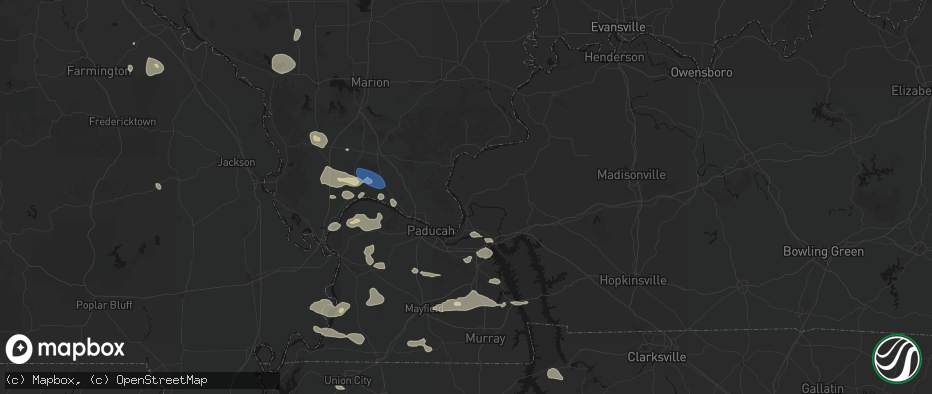 Hail map in Smithland, KY on June 1, 2026
