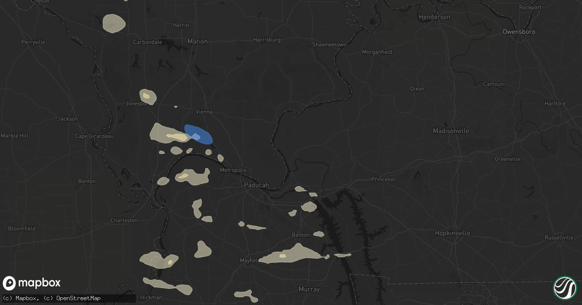 Hail map in Smithland, KY on June 1, 2026