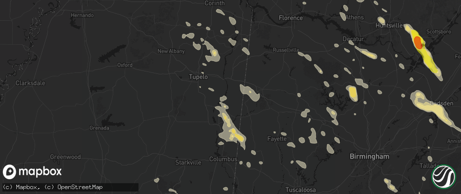 Hail map in Smithville, MS on June 1, 2026