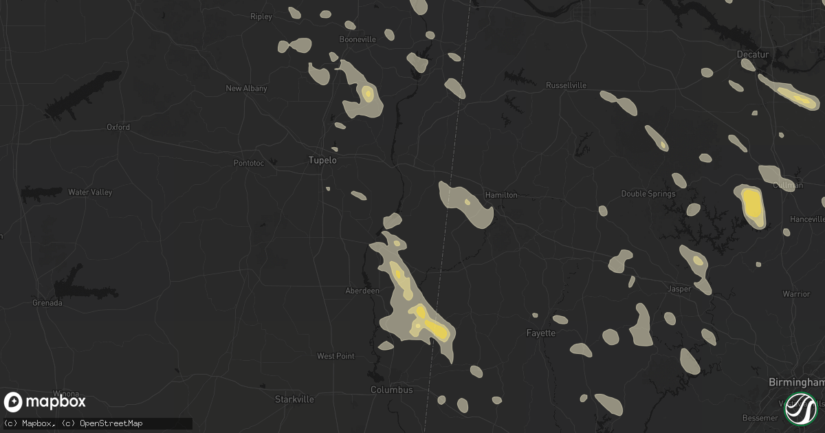Hail map in Smithville, MS on June 1, 2026
