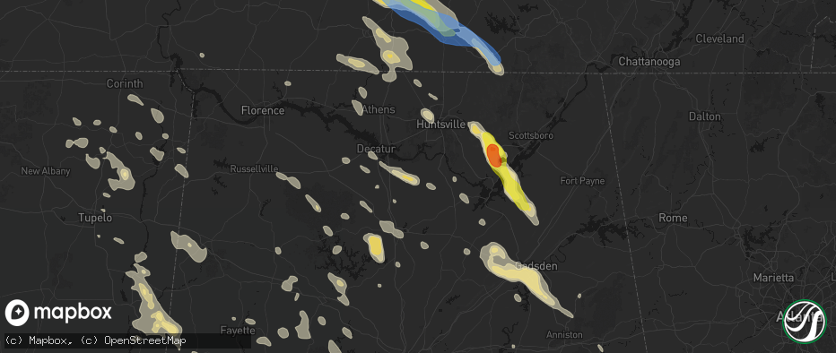 Hail map in Somerville, AL on June 1, 2026