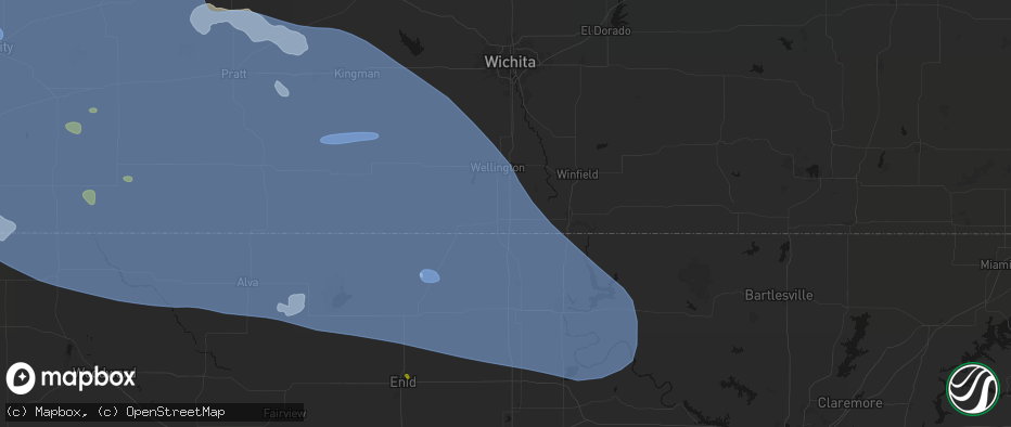 Hail map in South Haven, KS on June 1, 2026