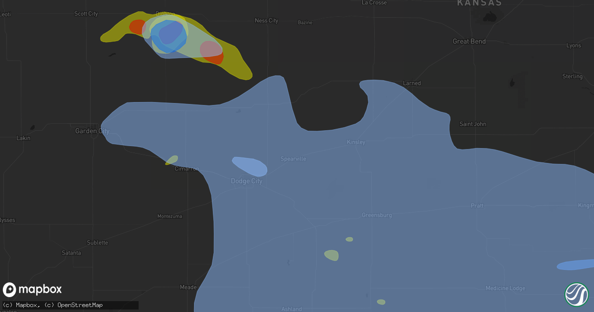 Hail map in Spearville, KS on June 1, 2026
