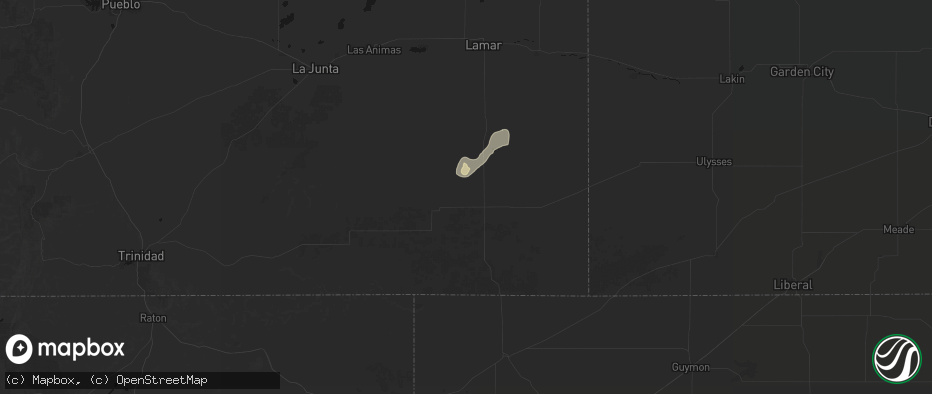 Hail map in Springfield, CO on June 1, 2026