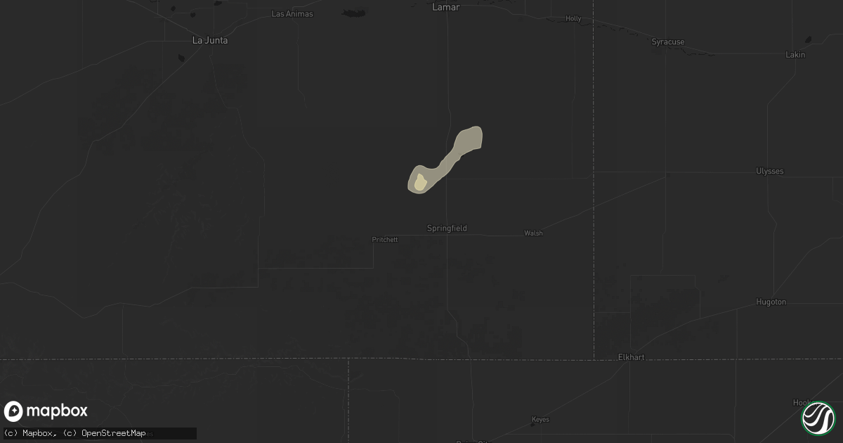 Hail map in Springfield, CO on June 1, 2026
