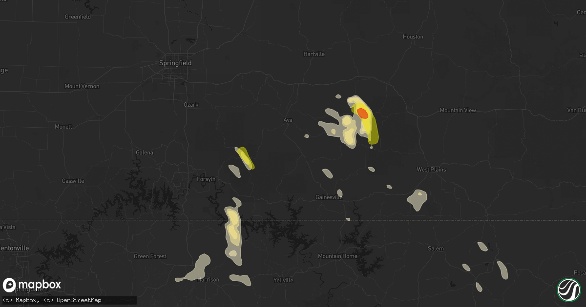 Hail map in Squires, MO on June 1, 2026