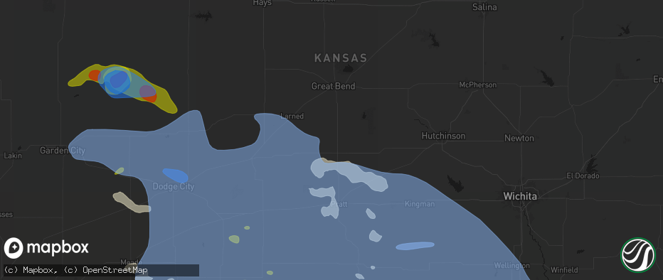Hail map in St John, KS on June 1, 2026