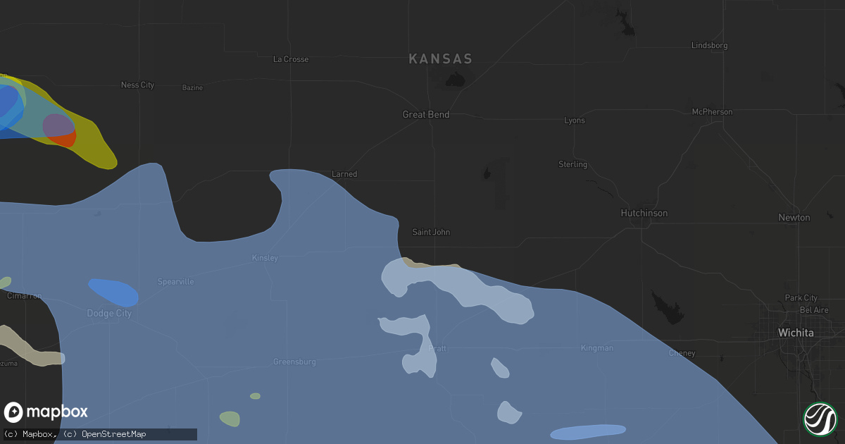 Hail map in St John, KS on June 1, 2026