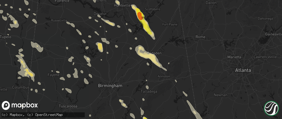 Hail map in Steele, AL on June 1, 2026