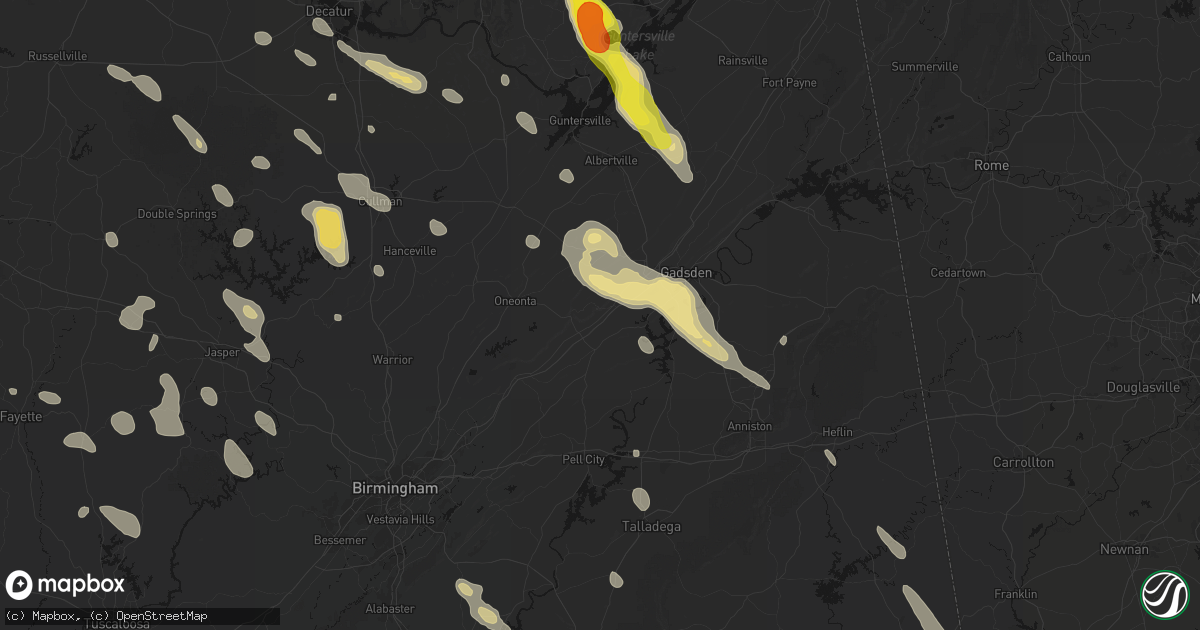 Hail map in Steele, AL on June 1, 2026