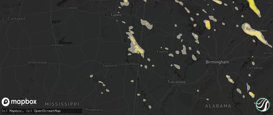 Hail map in Steens, MS on June 1, 2026