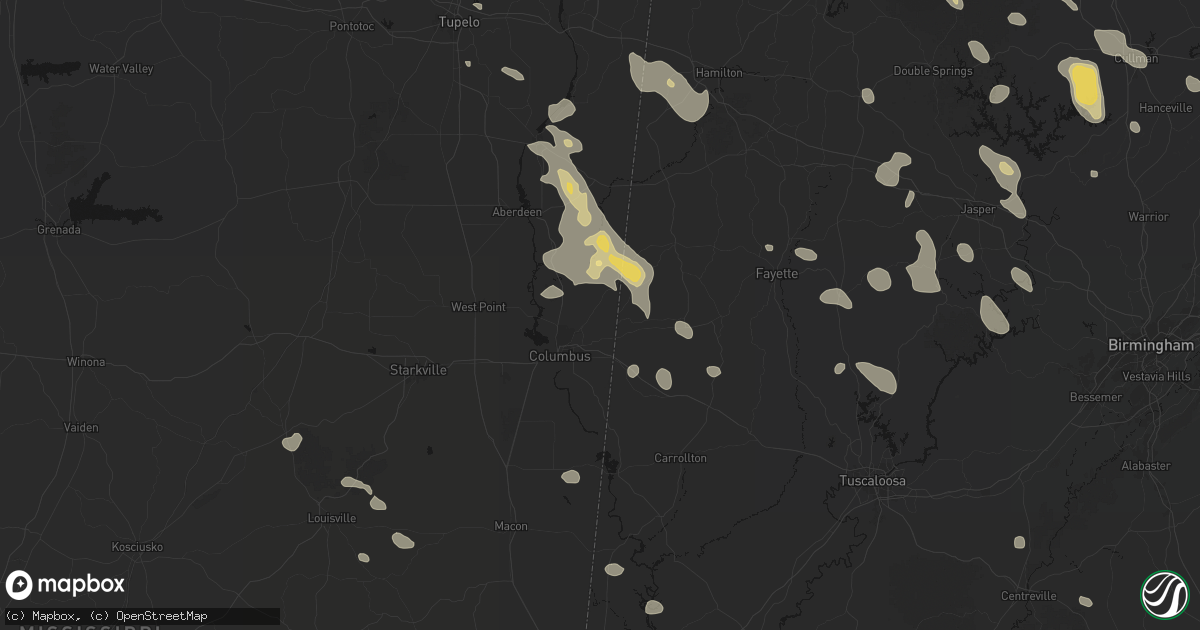 Hail map in Steens, MS on June 1, 2026