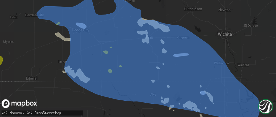 Hail map in Sun City, KS on June 1, 2026